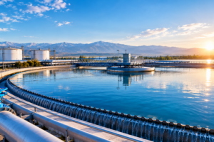 Mountain Water Treatment Facility at Sunset